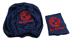Чохли на підголівники BMW Бмв БМВ (2шт) темно-сині з принтом