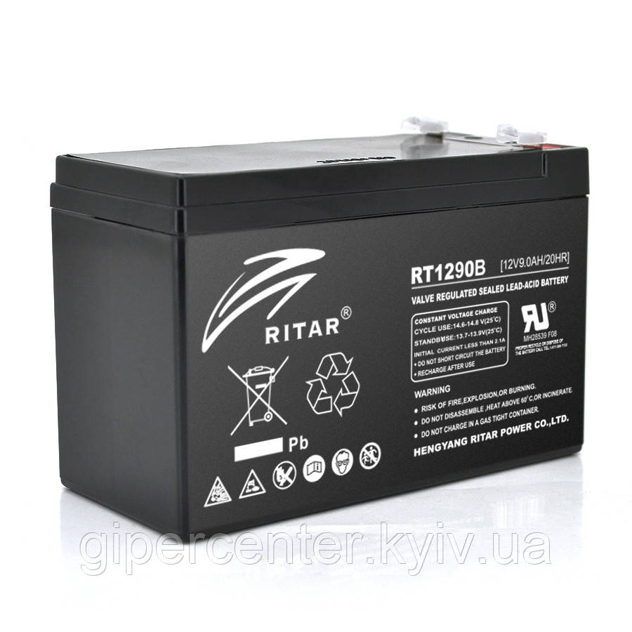 Акумуляторна батарея AGM RITAR RT1290B, Black Case, 12 V 9.0 Ah ( 151 х 65 х 94 (100)) 2.30 kg Q10