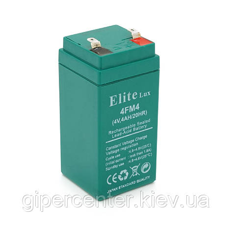 Акумуляторна батарея Elite AGM GP44F1 4 V 4 Ah ( 47 x 47 x 100 (105)) ) 0.460kg, Green, Q30, фото 1