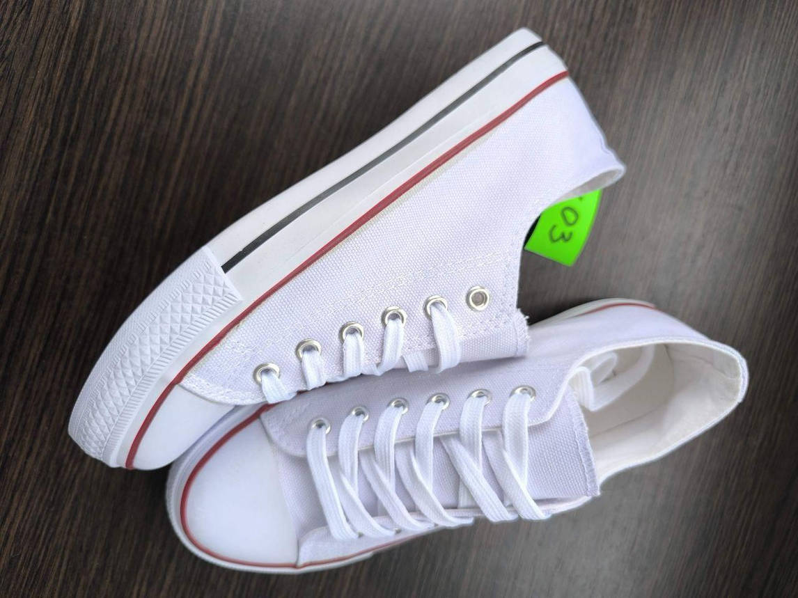 Білі кеди конверси converse white жіночі підліткові унісекс тканинні літні текстиль 39 р, фото 1