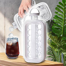 Портативна силіконова форма для кульок льоду з кришкою 2 в 1 ICE CUBE TRAY Білий