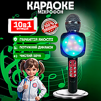 Бездротовий мікрофон караоке WSTER ws-1816 чорный зі світломузикою та записом BLUETOOTH + зміни голосу