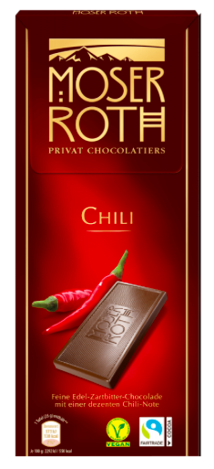 Шоколад Moser Roth чорний із перцем чилі Chili 125 г Німеччина