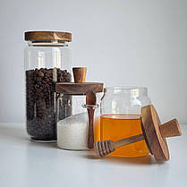 Банка для меду з ложкою 500 мл Баночка для меду Оригінальні баночки для меду Ємність для меду скляна, фото 3