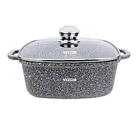 Каструля Vezzer VZ8044 квадратна з антипригарним мармуровим покриттям із алюмінію 2.5 л