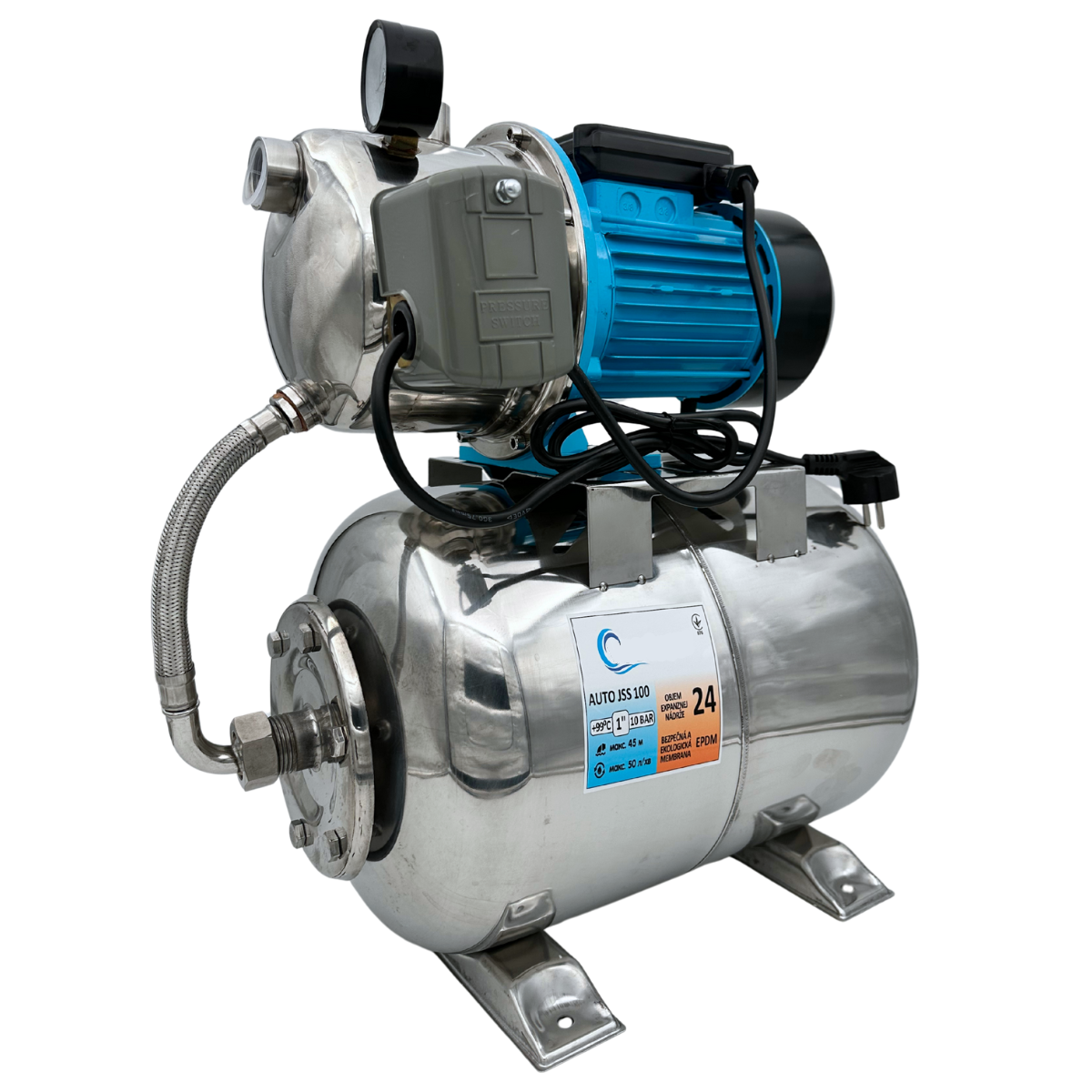 Насосна станція Гідрофор ВДМТ з Баком 24л Нержавейка Словенія з Автоматикою Гарантія 2 роки