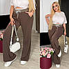 Жіночі стильні спортивні штани-палаццо з кишенями і широкою контрастною резинкою, норма і батал великі розміри, фото 8