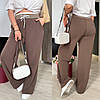 Жіночі стильні спортивні штани-палаццо з кишенями і широкою контрастною резинкою, норма і батал великі розміри, фото 10