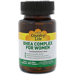 Дегідроепіандростерон, ДГЕА для жінок, DHEA, Country Life, 60 капсул