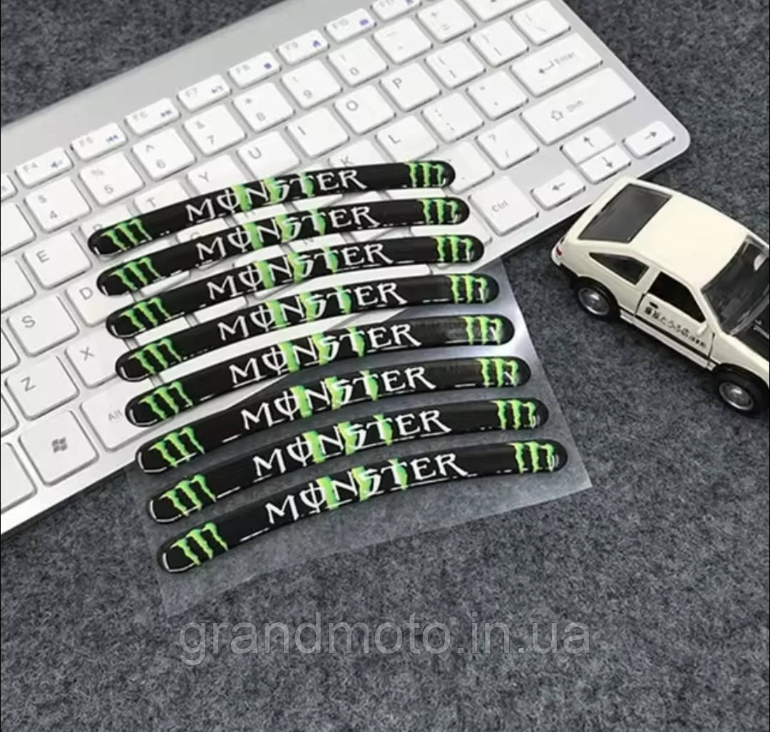 Наклейки на мото диски ободи силіконові 17-19" Monster Energy