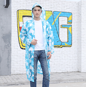 Плащ - дощовик для підлітків або дорослих "Камуфляж блакитний" Зріст 170 см (14014)