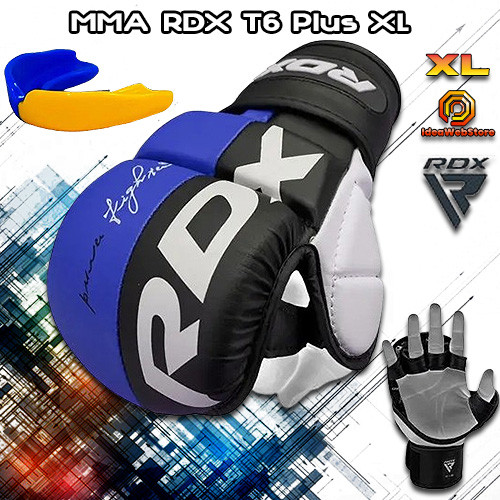 Рукавички для MMA змішаних єдиноборств бойового самбо мма бітки рукопашного бою шінгарти RDX T6 Blue розмір XL