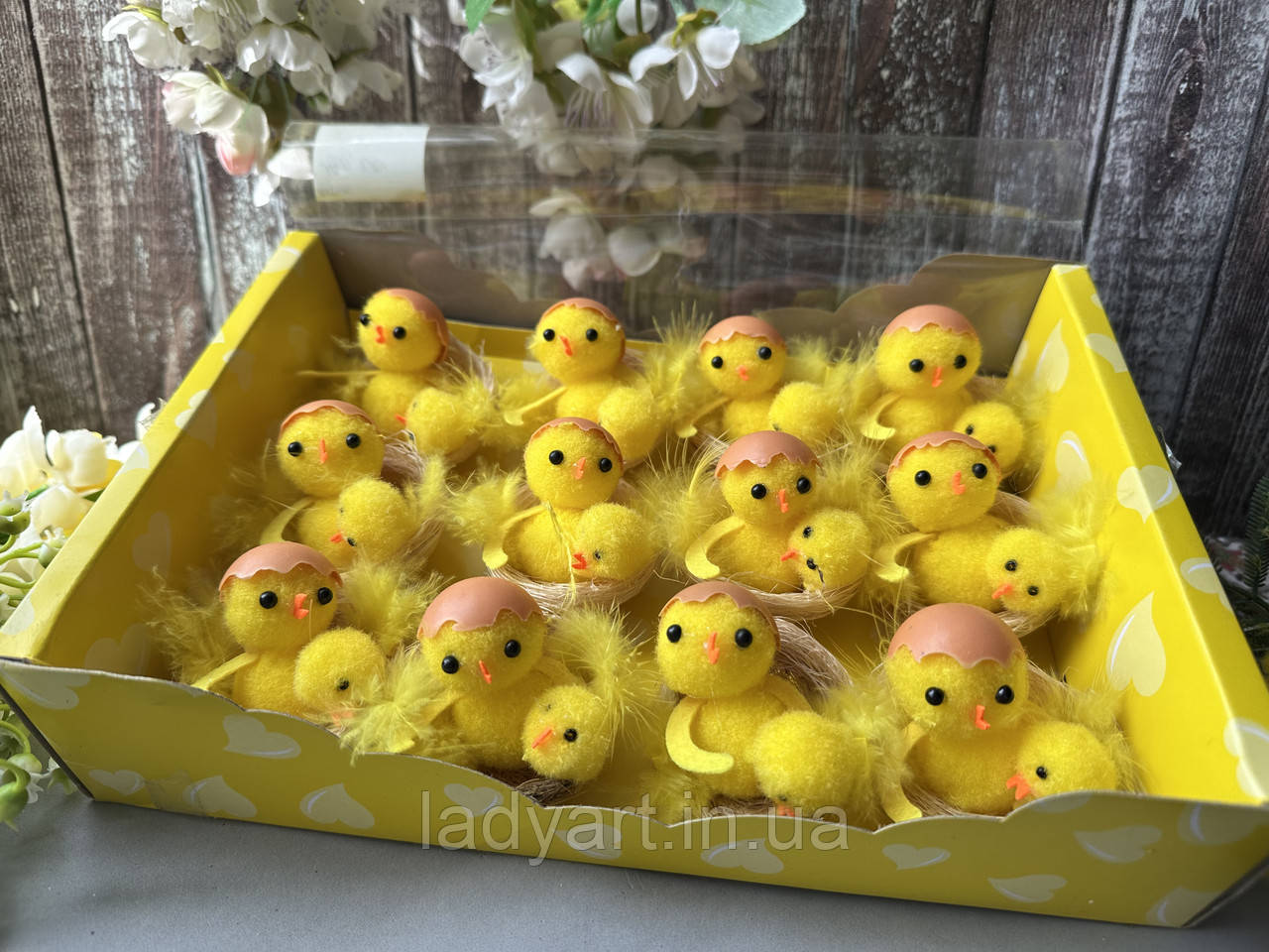 Набір великодніх курчат « Курчата в шкаралупі» 5-6 см, 12 шт/уп., фото 1
