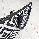 Сумка тканинна Саквояж Черно-белый узор, ромбы 36х26 см (SW_16A067_BL), фото 4