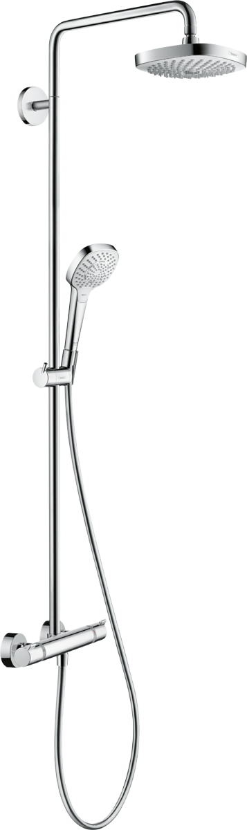 Душова система Croma Select E 180 2jet Showerpipe EcoSmart, 9 л/хв, з термостатом, білий/хром (27257400)