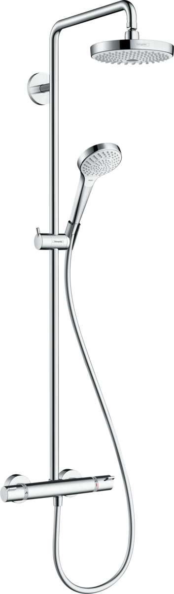 Душова система Croma Select S 180 2jet Showerpipe EcoSmart з термостатом, 9 л/хв, білий/хром (27254400)