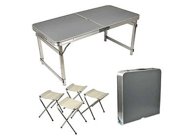 Валіза столик розкладний 4стільця d-120*60*70см зміцнена (мдф, алюм.каркас) MH-5363-2 ТМ STENSON FG