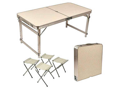 Валіза столик розкладний 4стільця d-120*60*70см зміцнена (мдф, алюм.каркас) MH-5363-3 ТМ STENSON FG