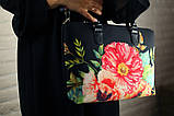 Сумка тканинна Саквояж Деревовидні півонії на чорному фоні 36х26 см (SW_16A055_BL), фото 4