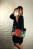 Сумка тканинна Саквояж Деревовидні півонії на чорному фоні 36х26 см (SW_16A055_BL), фото 5