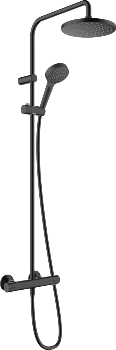 Душова система Vernis Blend Showerpipe 200 1jet EcoSmart з термостатом Matt Black (26089670)