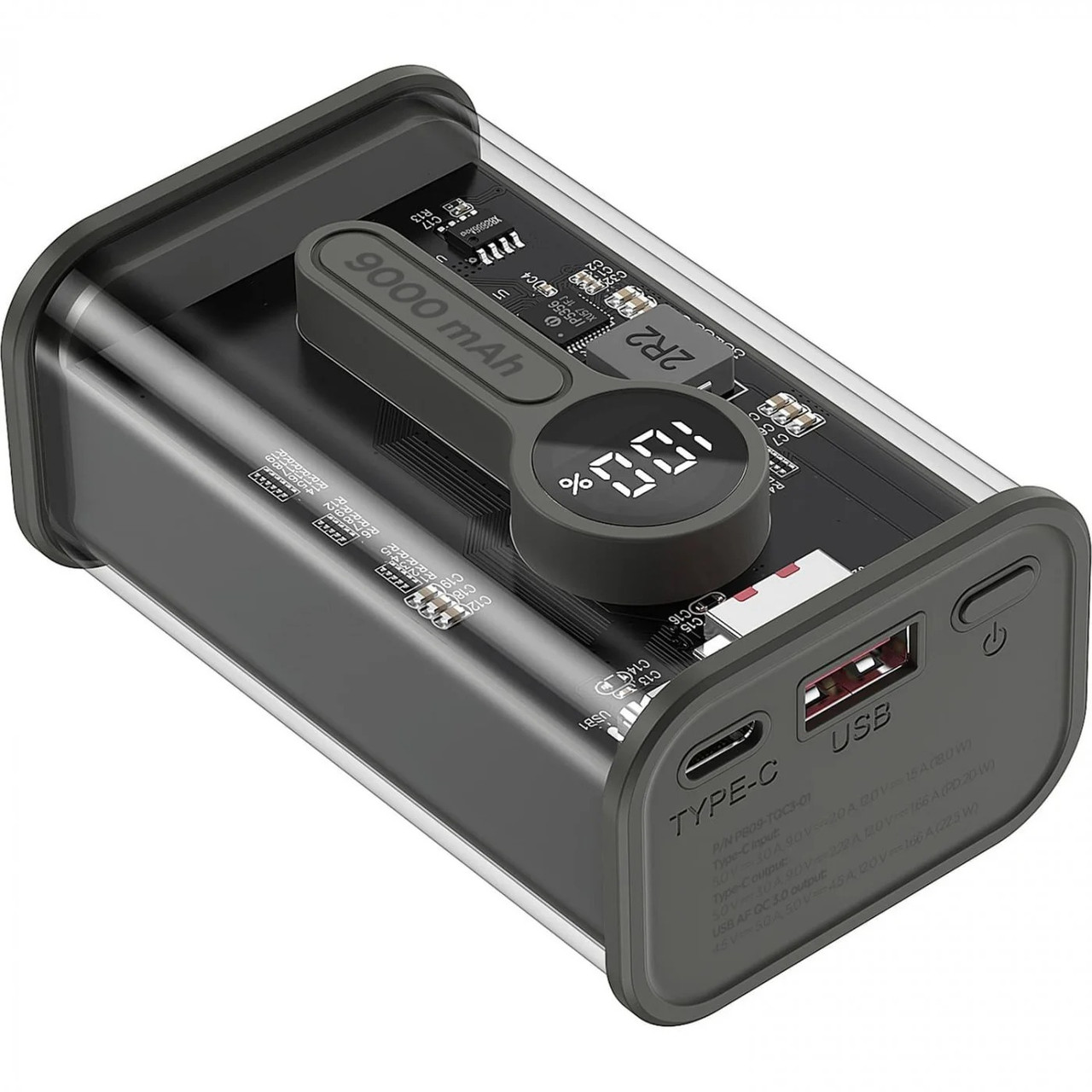 Універсальна мобільна батарея Gembird 9000mAh Black (PB09-TQC3-01), фото 1