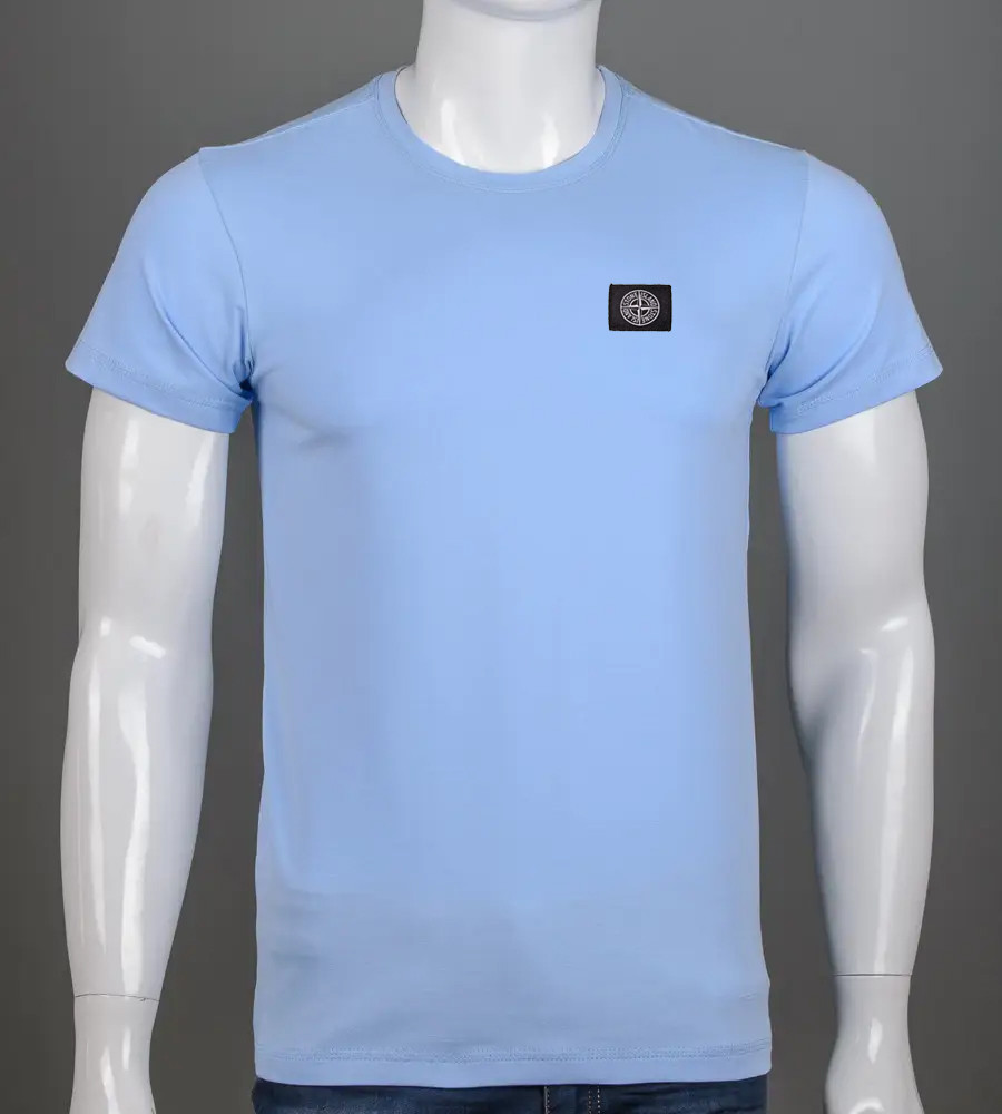 Футболка чоловіча Stone Island 2409м Нашивка (Уп.4шт M-XXL), Блакитний