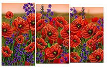 Схема для вишивки бісером Квіткове поле триптих