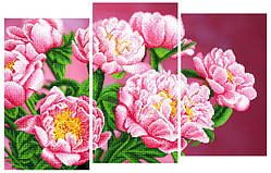 Схема для вишивання бісером Півонії триптих