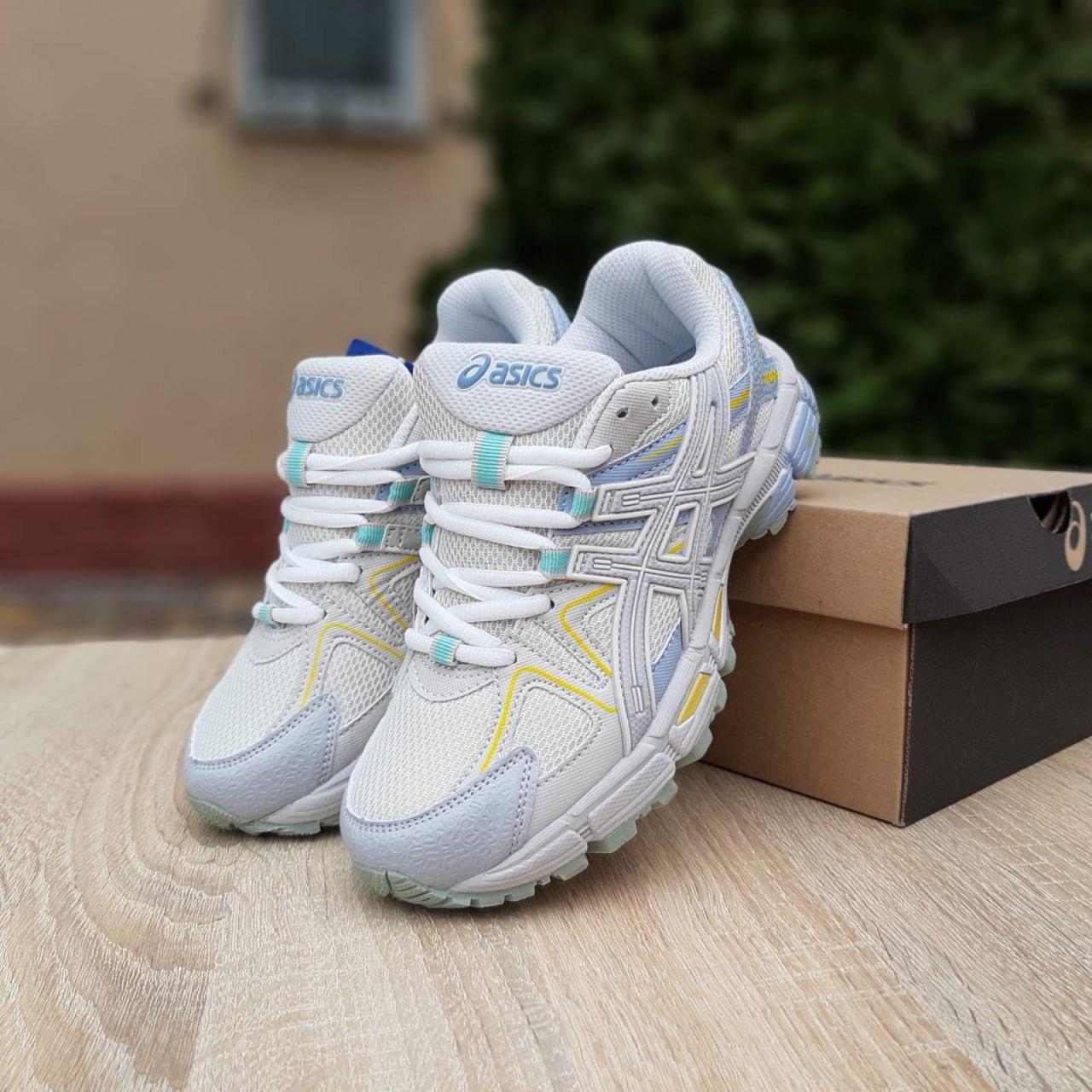 Жіночі кросівки Asics Gel Kahana 8 White Blue Yellow Білі Взуття Асикс Гель Кахана 8 комбіновані матеріали демісезон
