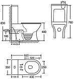 Унітаз-компакт Mixxus WAVE-0402-T3 650x350x830mm система змиву TORNADO 3.0 (MI7037), фото 4