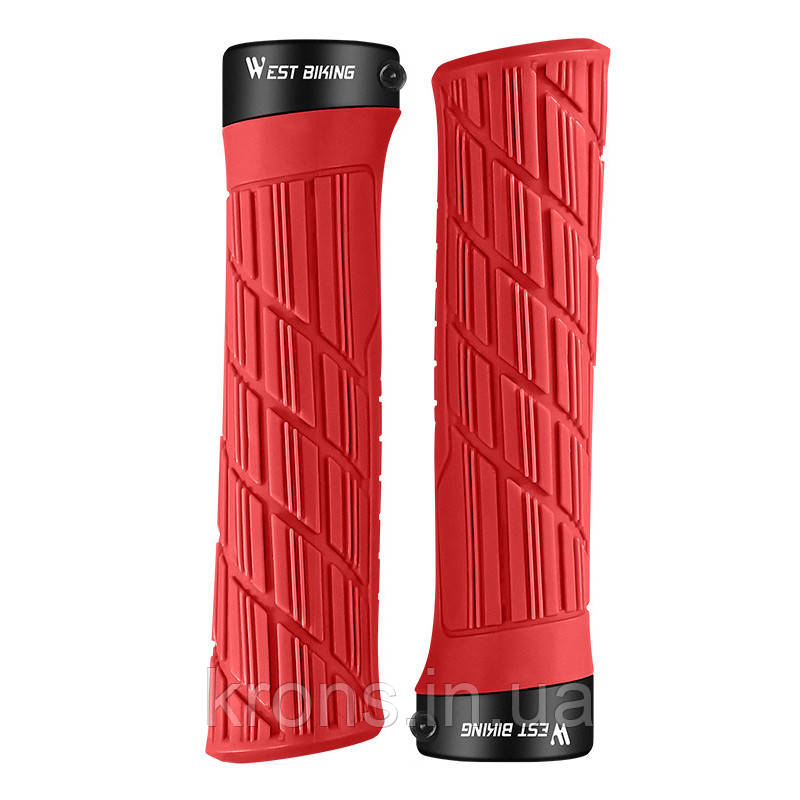 Грипси велосипедні West Biking YP0804063 з двома замками ручки на кермо Red