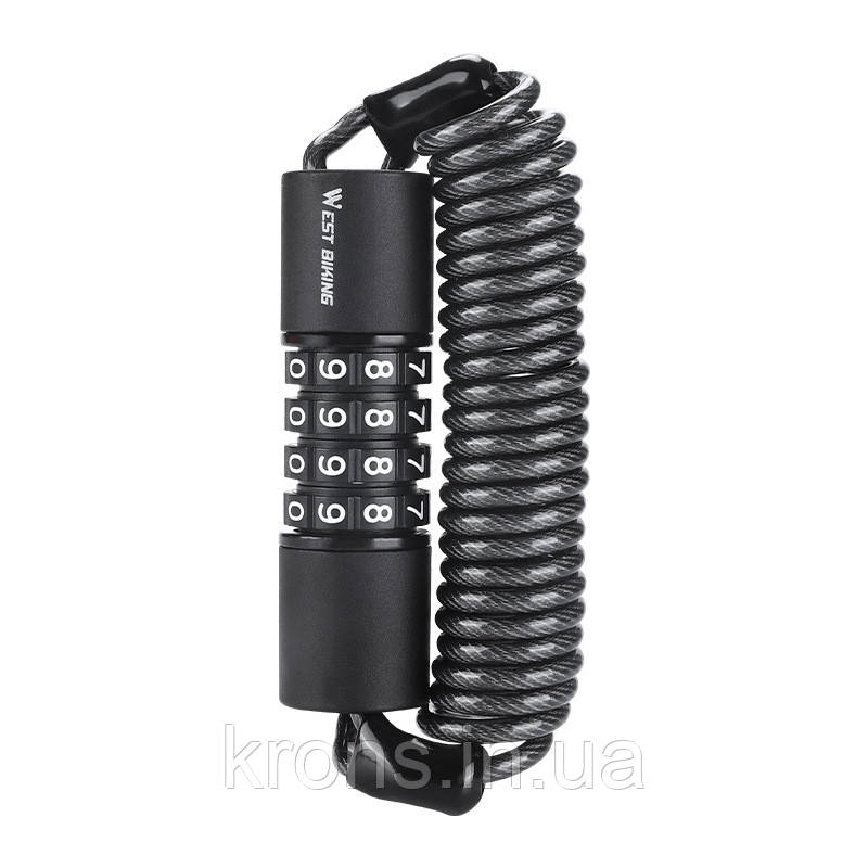 Кодовий велозамок West Biking YP0705078 4-значний код 150 см Black