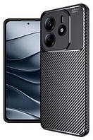 Протиударний чохол Карбон для Xiaomi Redmi Note 14 5g чорний гумовий бампер