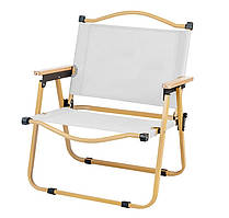 Крісло туристичне складане металевий каркас + тканина до 120 кг стілець зі спинкою складаний для пікніка беж
