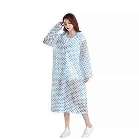 Дощовик для підлітків та дорослих Прозорий у блакитний горошок Зріст 170 см (14021)