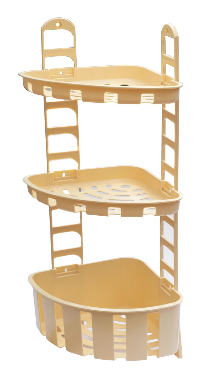 Полиця для ванної кімнати №2 (2-дрібні, 1-глибока) бежева (Юніпласт), фото 1