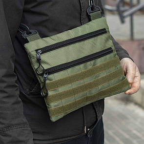 Тактична сумка месенджер через плече Slim META Green барсетка зелена тканинна