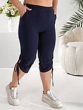 Літні жіночі капрі з трикотажу масло Шарм темно-сині (52-74)