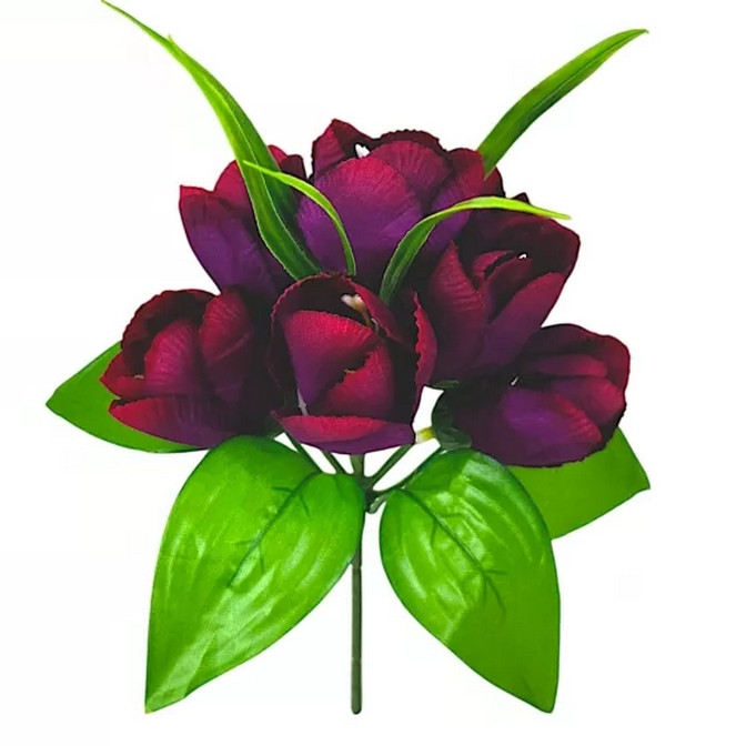 Штучні квіти букет тюльпани 7-ка бордюрні, 20 см (30 шт.), фото 1