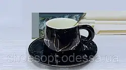 Кухоль Оригінальний мармуровий із блюдцем і ложечкою