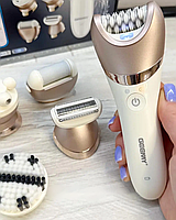 Эпилятор для ног и тела, Женский портативный эпилятор для депиляции (АКБ 1400мАч, 5 насадок), NOX