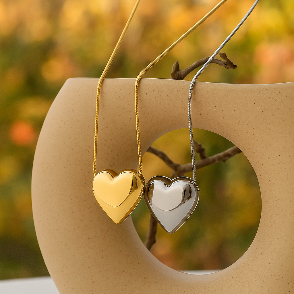 Підвіска з кулоном у формі серця/жіночий ланцюжок намисто Золото/Срібло, фото 1