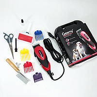 Машинка Gemei GM-1023 для стрижки тварин з 4 насадками для будь-якого типу вовни + ножиці та гребінець
