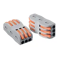 Клема Muke CH-813 швидкого монтажу, універсальна, прохідна з важелями 3pin-3pin. 32А 250V січення 0,08-4,0 мм2