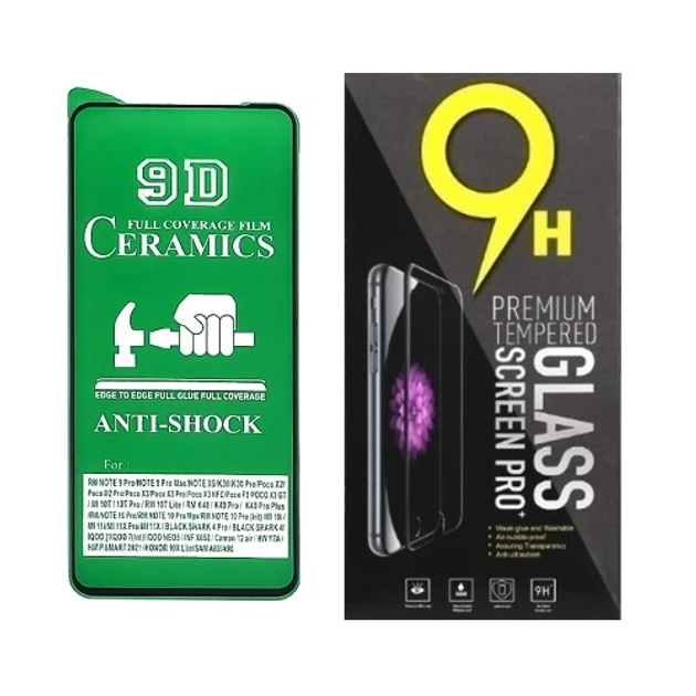 Протиударна захисна плівка Ceramics 9D для Infinix Hot 9, Infinix Hot 40i (X6528) з чорною рамкою