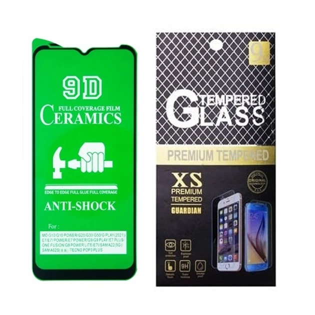 Протиударна захисна плівка Ceramics 9D для Motorola Moto G9 Play, G10, G10 Power, G20, G30, G50 4G з чорною рамкою