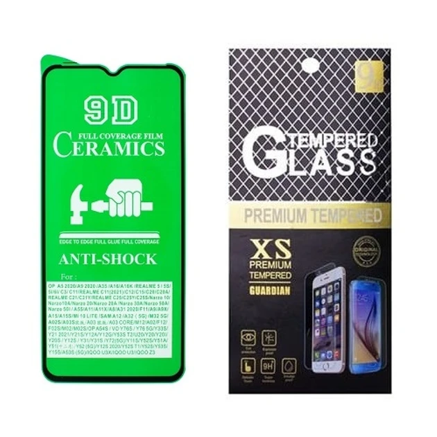Протиударна захисна плівка Ceramics 9D для Tecno Spark 7 з чорною рамкою