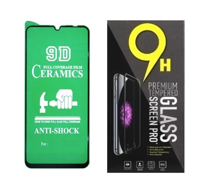 Протиударна захисна плівка Ceramics 9D для Xiaomi Poco C65 Full Glue чорна рамка, глянцева