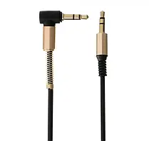 Аудіо кабель AUX SP-255 (3,5-3,5 / Jack-Jack) Audio AUX cable 1м, силиконове обплетення, чорний